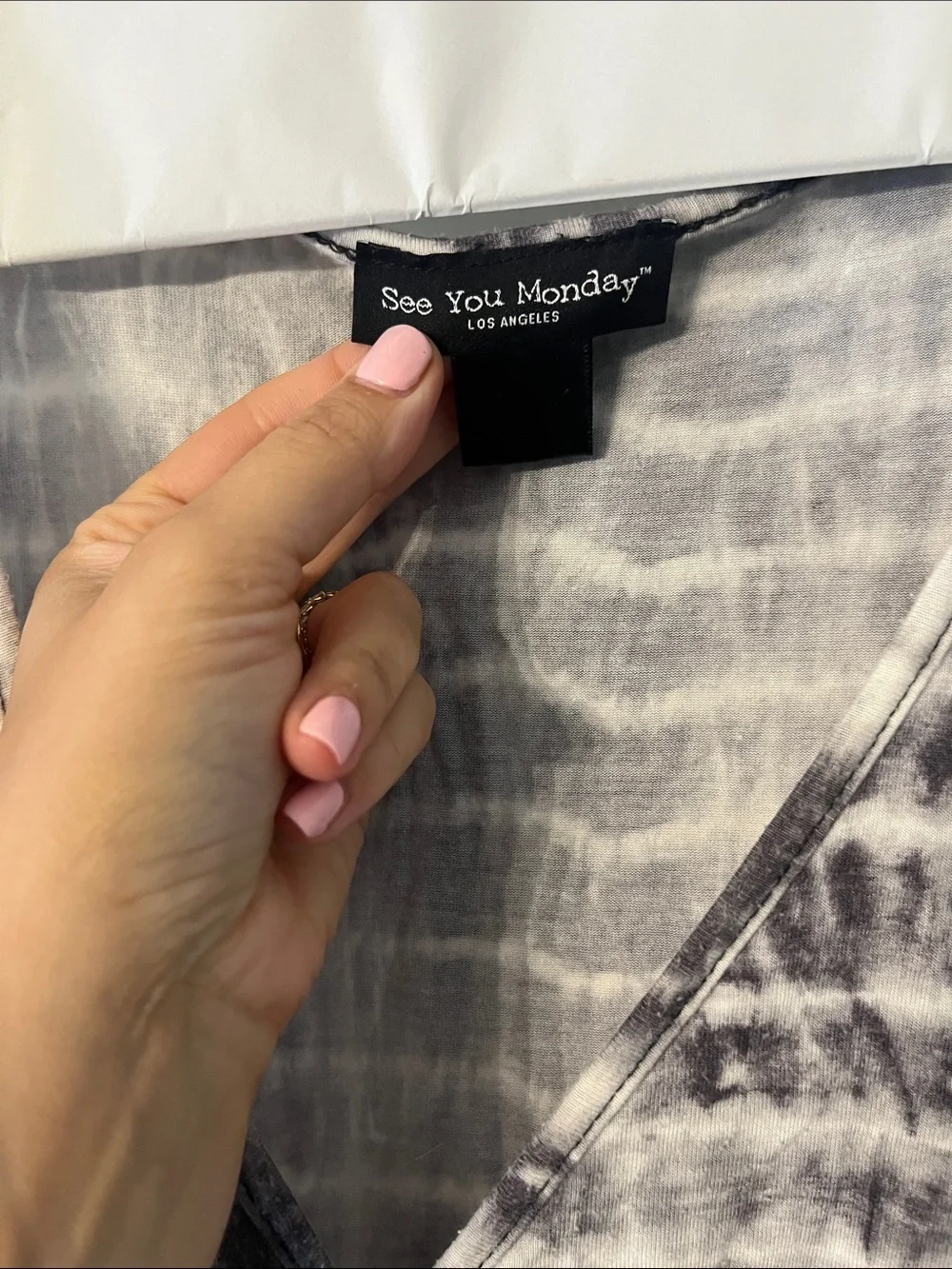 See you Monday Tie-Dye Black & White V-Neck Swim Coverup Romper